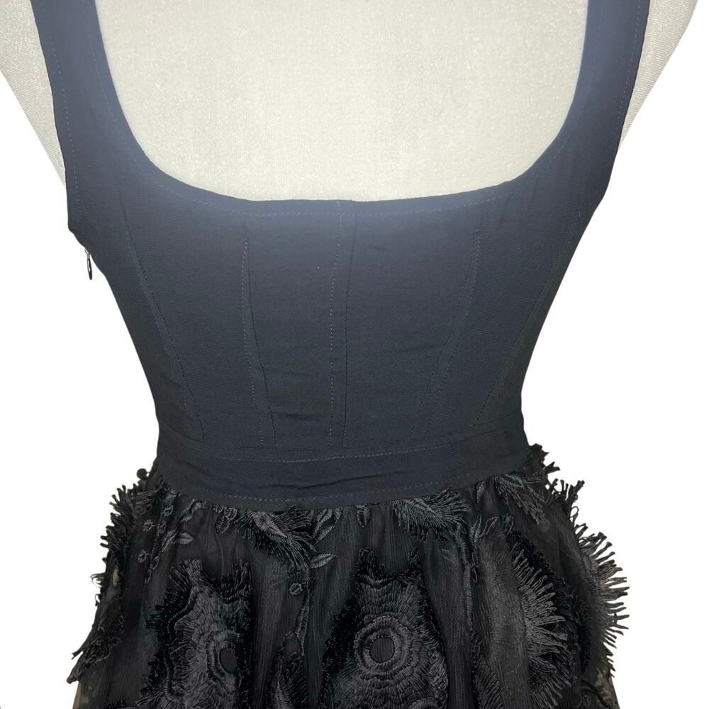 Anthropologie, Floriana Romantic Embroidered Lace Midi Dress, Black, Size 0 - Picture 10 of 14